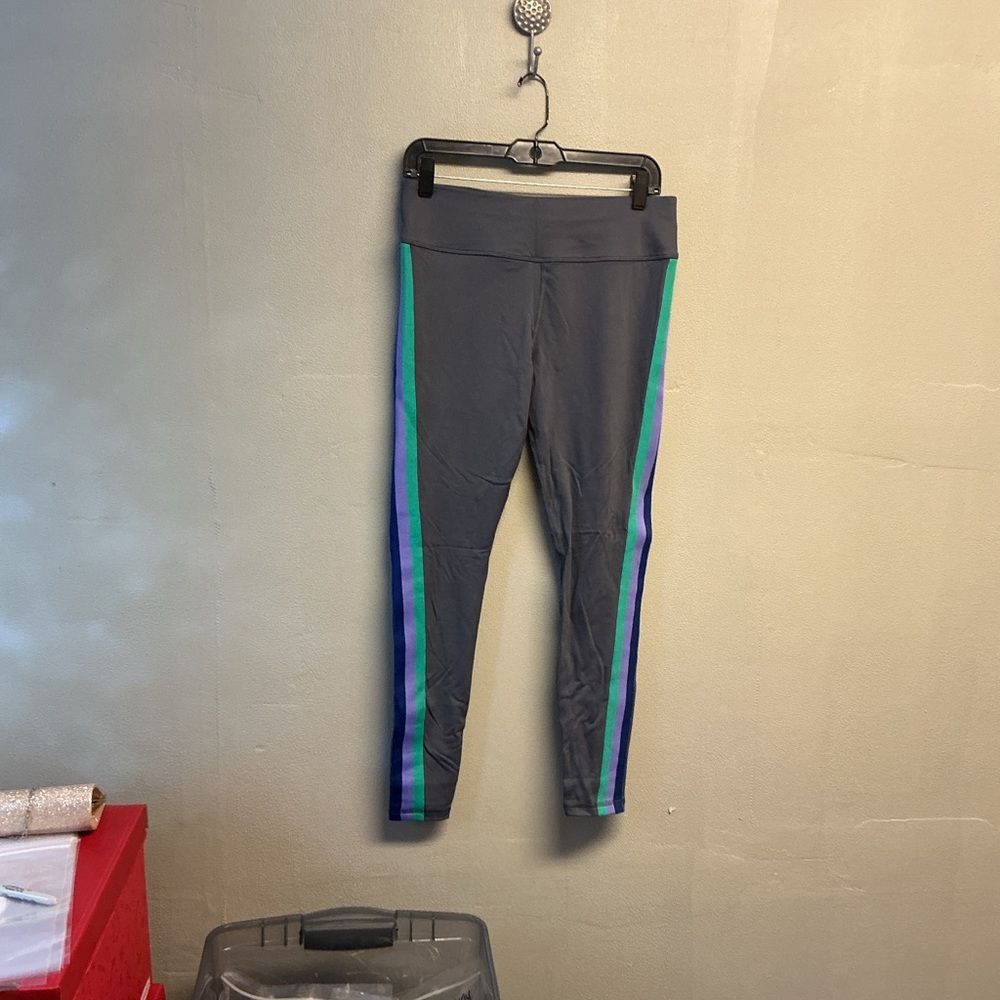 Avia Gray Leggings with Green and Blue Accents size L 0197